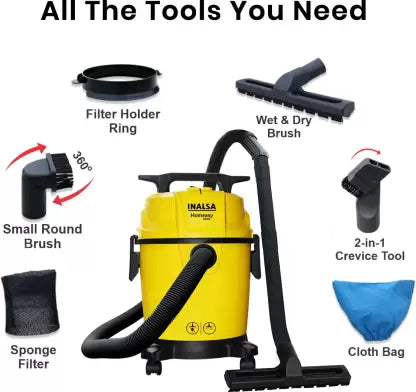 Inalsa Homeasy WD10 Wet & Dry Vacuum Cleaner with Anti-Bacterial Cleaning (Yellow) Inalsa Homeasy WD10 Wet & Dry Vacuum Cleaner with Anti-Bacterial Cleaning (Yellow)